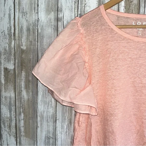 Loft Linen Pink Puff Sleeve Blouse - Picture 2 of 4